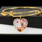 Pharaoh Hound Print Luxury Heart Charm Bangle