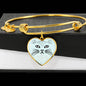 Cute Cat Face Print Heart Pendant Bangle