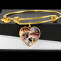 English Mastiff Print Luxury Heart Charm Bangle