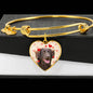 Flat Coated Retriever Print Luxury Heart Charm Bangle