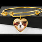 Cute Jack Russell Terrier Print Luxury Heart Charm Bangle