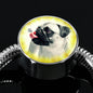 Cute Pug Dog Print Circle Charm Steel Bracelet