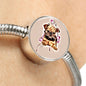 Brussels Griffon Print Circle Charm Steel Bracelet