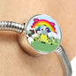 Cute Cow Print Circle Charm Steel Bracelet
