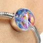 Friesian Horse Print Circle Charm Steel Bracelet