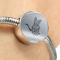 Russian Blue Cat Art Print Circle Charm Steel Bracelet