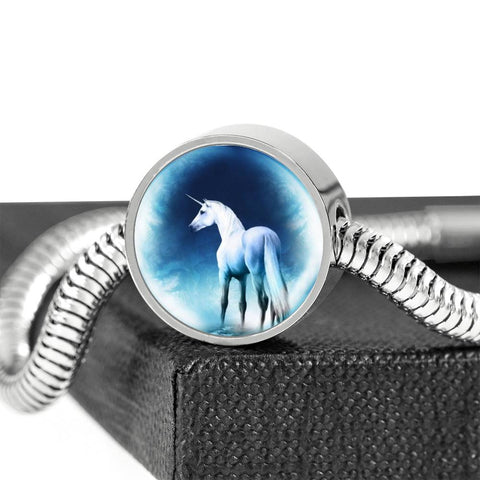 Awesome Unicorn Print Circle Charm Steel Bracelet