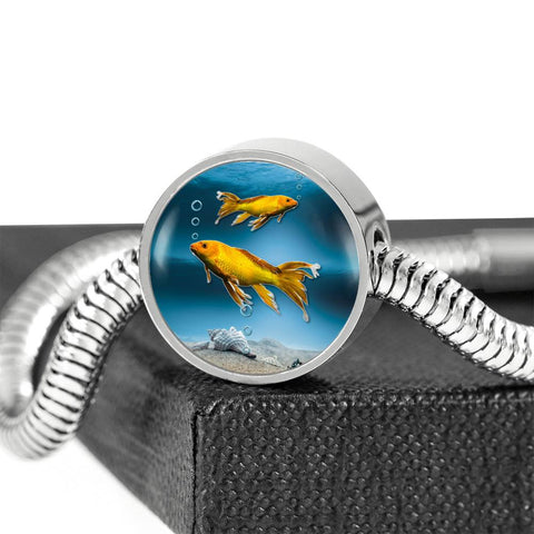Butterfly Koi Fish Print Circle Steel Bracelet