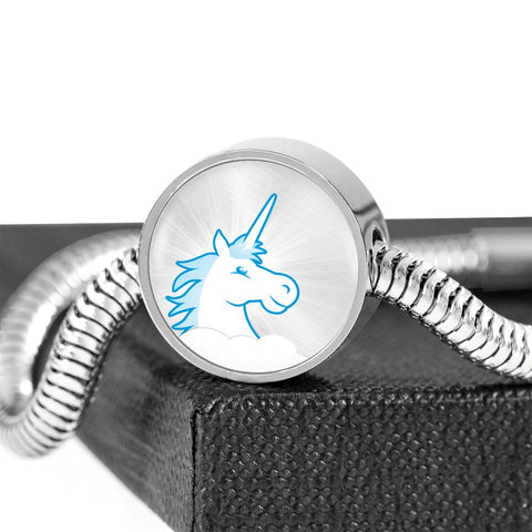 Cute Unicorn Print Circle Charm Steel Bracelet