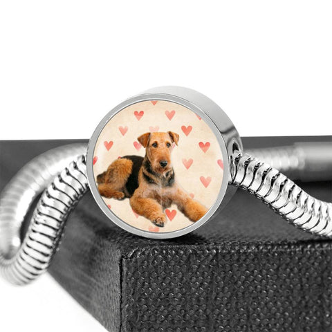 Airedale Terrier Print Luxury Circle Charm Bracelet