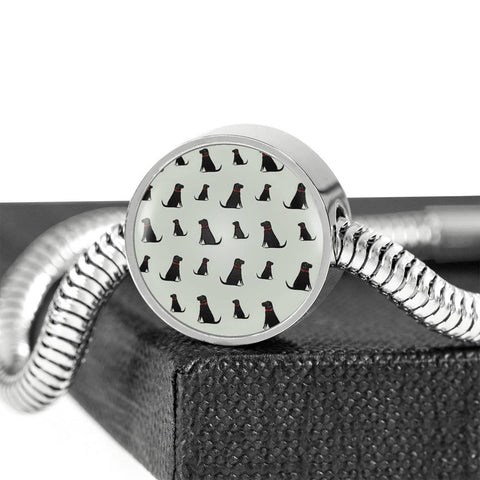 Labrador Retriever Pattern Print Luxury Circle Charm Bracelet