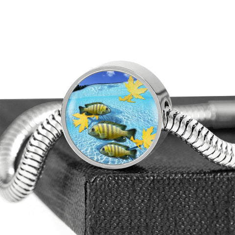 Afra Cichlid Fish Print Luxury Circle Charm Bracelet
