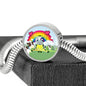 Cute Cow Print Circle Charm Steel Bracelet