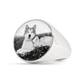Alaskan Malamute Print Signet Ring