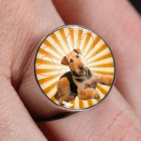 Airedale Terrier Print luxury Signet Ring