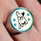 Cute French Bulldog Dog Print Signet Ring