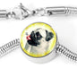 Cute Pug Dog Print Circle Charm Steel Bracelet