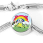 Cute Cow Print Circle Charm Steel Bracelet