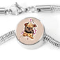 Brussels Griffon Print Circle Charm Steel Bracelet