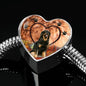 Hovawart Dog Print Heart Charm Steel Bracelet