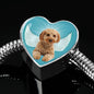 Cavapoo Dog Print Heart Charm Steel Bracelet