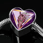 Horse Designer Art Print Heart Charm Steel Bracelet