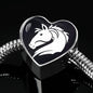 Friesian Horse Vector Art Print Heart Charm Steel Bracelet