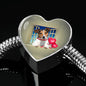 Cute Jack Russell Terrier On Window Print Heart Charm Steel Bracelet
