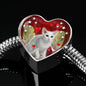 Oriental Shorthair Cat Print Heart Charm Steel Bracelet