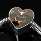 Texas Longhorn Cattle (Cow) Print Heart Steel Bracelet