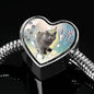 Lovely Korat Print Heart Charm Steel Bracelet