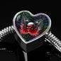 Gun And Skull Print Heart Charm Steel Bracelet