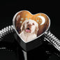 Clumber Spaniel Print Heart Charm Steel Bracelet
