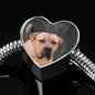 South African Boerboel Dog Print Heart Charm Steel Bracelet