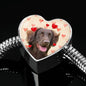 Flat Coated Retriever Print Heart Charm Steel Bracelet