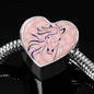 Lovely Horse Art Print Heart Charm Steel Bracelet