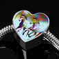 American Quarter Horse Print Heart Charm Steel Bracelet