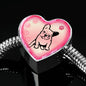 Cute French Bulldog Print Heart Charm Steel Bracelet