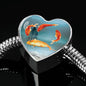 Goldfish Print Heart Charm Steel Bracelet