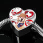 Golden Retriever Print Texas Heart Charm Steel Bracelet