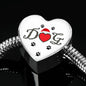 Dog With Paws Print Heart Charm Steel Bracelet