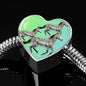 Quarter Horse Art Print Heart Charm Steel Bracelet