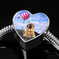 Spanish Mastiff Dog Print Heart Charm Steel Bracelet
