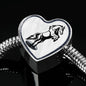 Mustang Horse Art Print Heart Charm Steel Bracelet