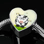 Cute Cow With Butterfly Print Heart Charm Steel Bracelet
