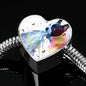Amazing Colorful Boston Terrier Print Heart Charm Steel Bracelet