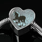 Clydesdale Horse Print Heart Charm Steel Bracelet