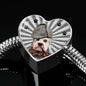 Dandie Dinmont Terrier Print Heart Charm Steel Bracelet