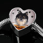 Finnish Lapphund Dog Print Heart Charm Steel Bracelet