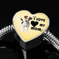 Jack Russell Terrier Print Heart Charm Steel Bracelet